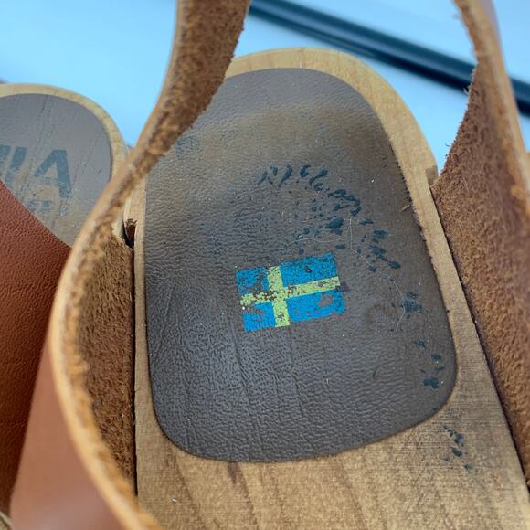 MIA Greta Tan Luggage Leather Clog Sandal Heel - Picture 5 of 8